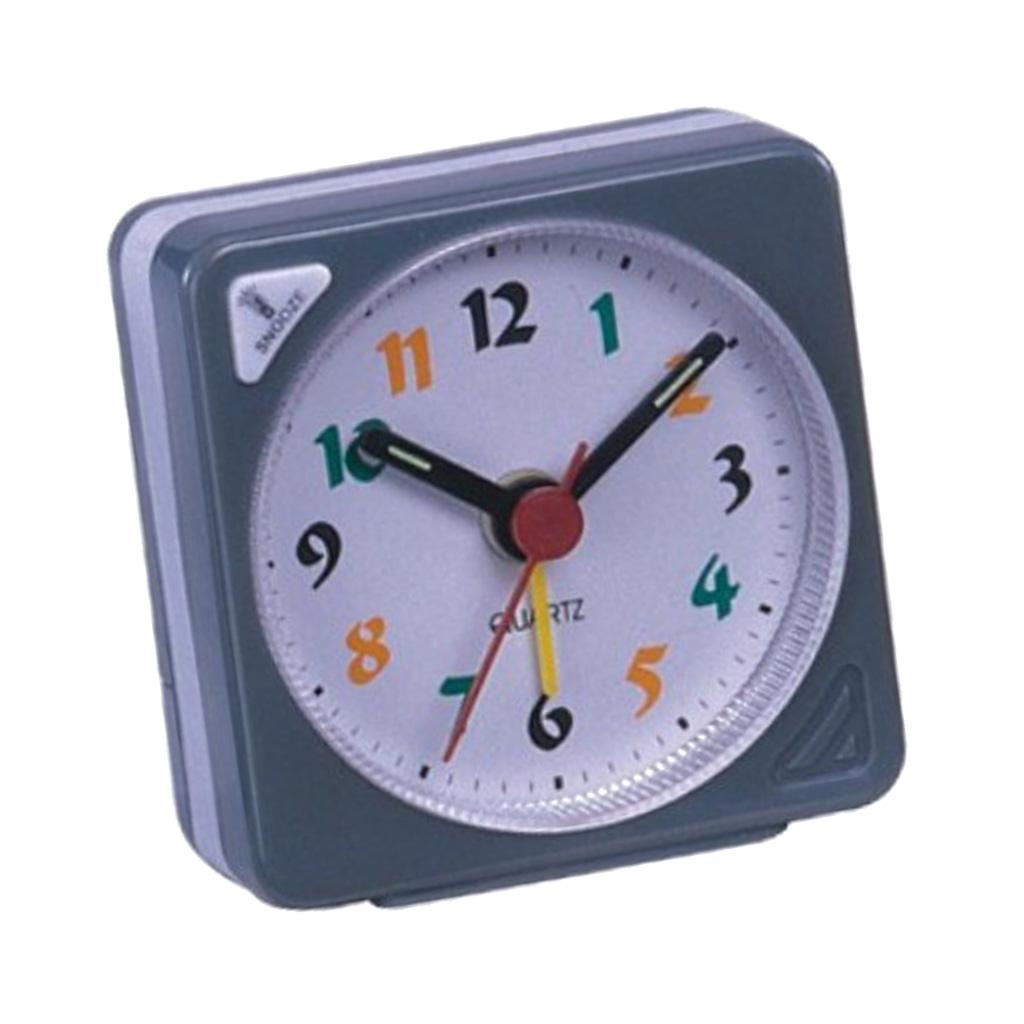 Classic Mini Battery Alarm Clock Small Sauqre Travel Clock with Light and Snooze Function for Home Bedroom