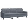 3 Piece Sofa Set with Cushions Dark Grey Velvet