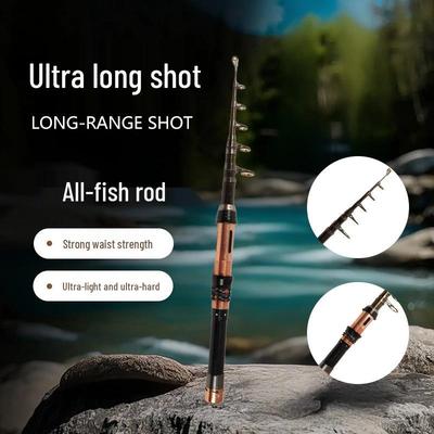 Set di canne da pesca compatte ultra-dure per la pesca in mare - Sezioni corte, Canna da pesca a penna per lanci lunghi