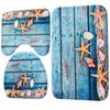 Luxurious 3pcs Beach Nonslip Bathroom Toilet Seat Cover Pedestal Rug Bath Mat Carpet Set