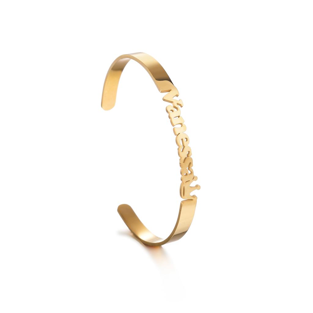 New Customized Name Bracelet Personalized 3mm/5mm/8mm Width Gold Color Bangles for Women Stainless Steel Birthday Jewelry Gift