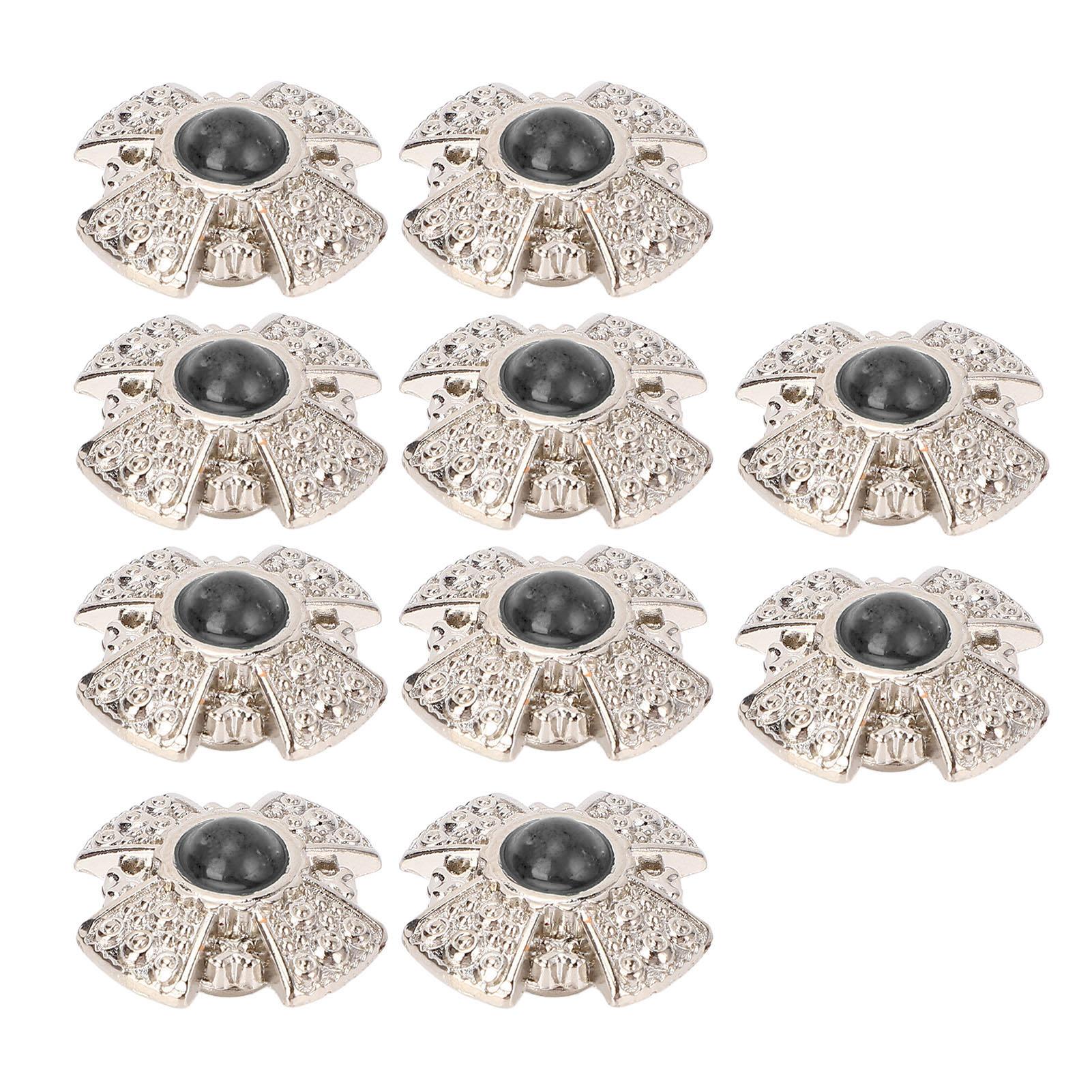 

10 комплектов пуговиц с винтовым креплением, разноцветные драгоценные камни, декоративные заклепки-пуговицы для кожаных седел чёрный