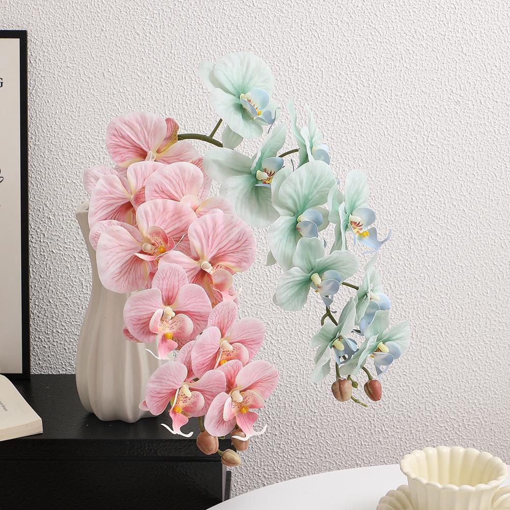 Premium 9-Head French Phalaenopsis Orchid Artificial Flower, Tactile Film, Home Decor, Vase Arrangement, Shooting Prop