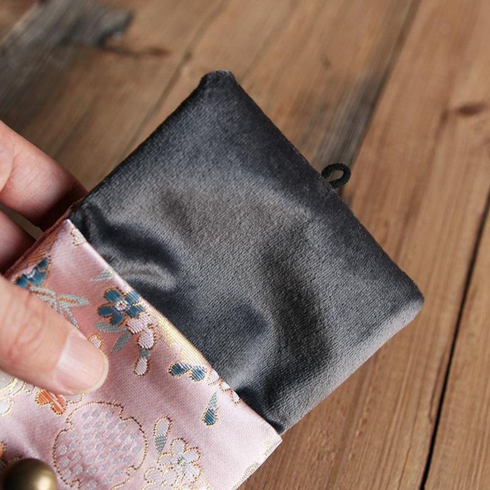 Embroidered Flowers Earrings Storage Case Chinese Style Jewelry Holder  Outdoors