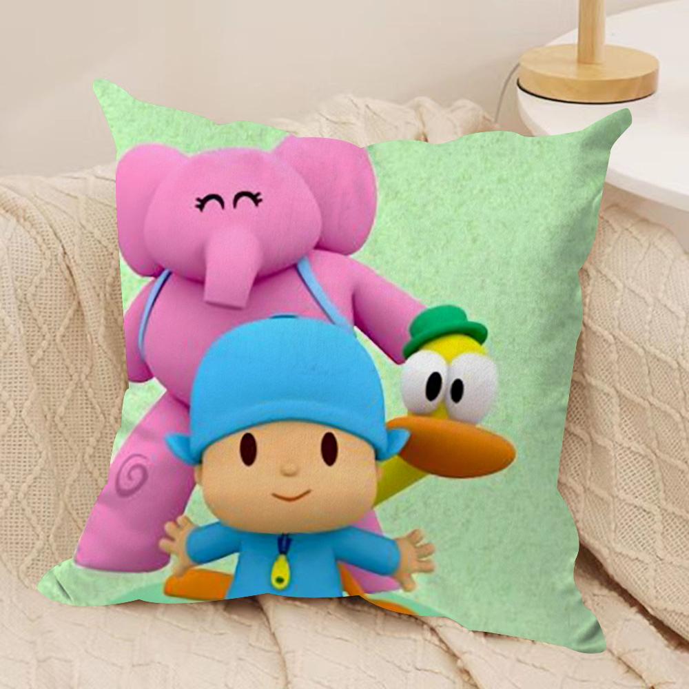 Cartoon Cute PPocoyo Cushion Cover Silky Short Plush DoubleSided Printed Pillow Case for Sofa All Seasons Home Decor Gift