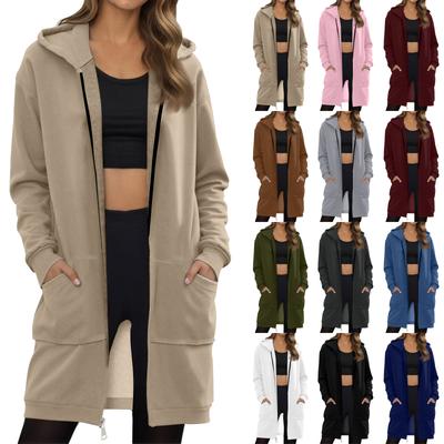 Kadın Fermuarlı Kapüşonlu Üstler Bol Polar Uzun Kazak Kapüşonlu Sweatshirtler Günlük Uzun Kollu Sonbahar Kapüşonlu Ceket