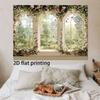 2D Floral Arched Window Backdrop, Romantic Garden View Photography Background for Wedding Party