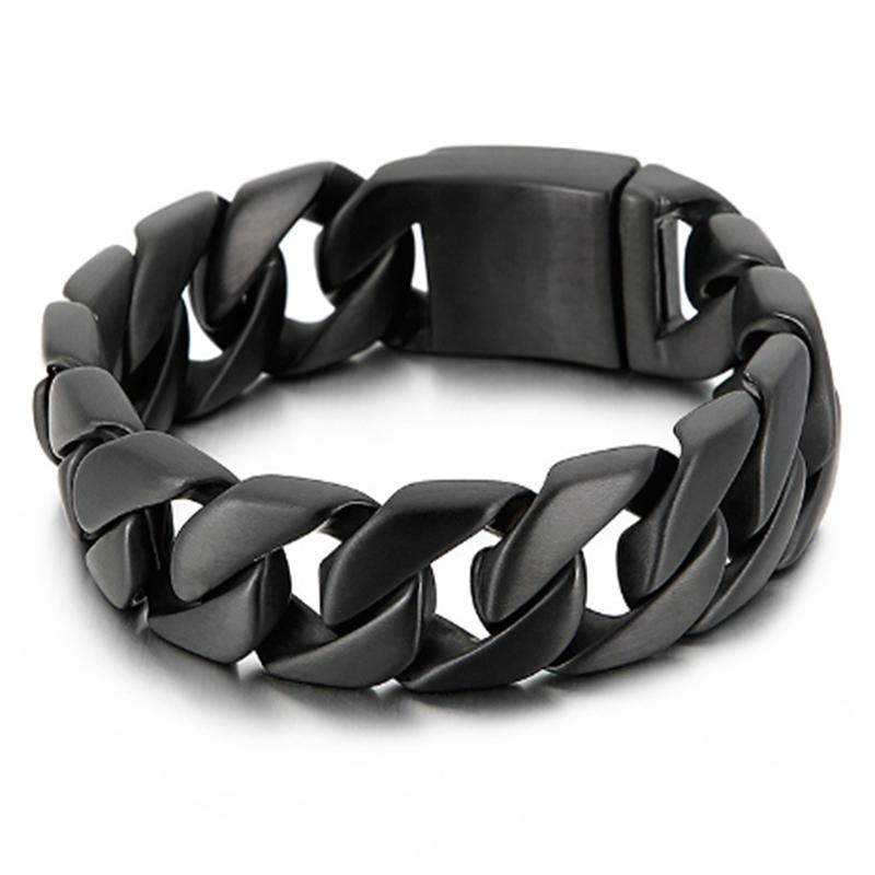 20MM Cuban Chain Thick Bracelet for Men Punk Stainless Steel Black/Gold Color Heavy Bracelet Personalized Party Gift Jewelry