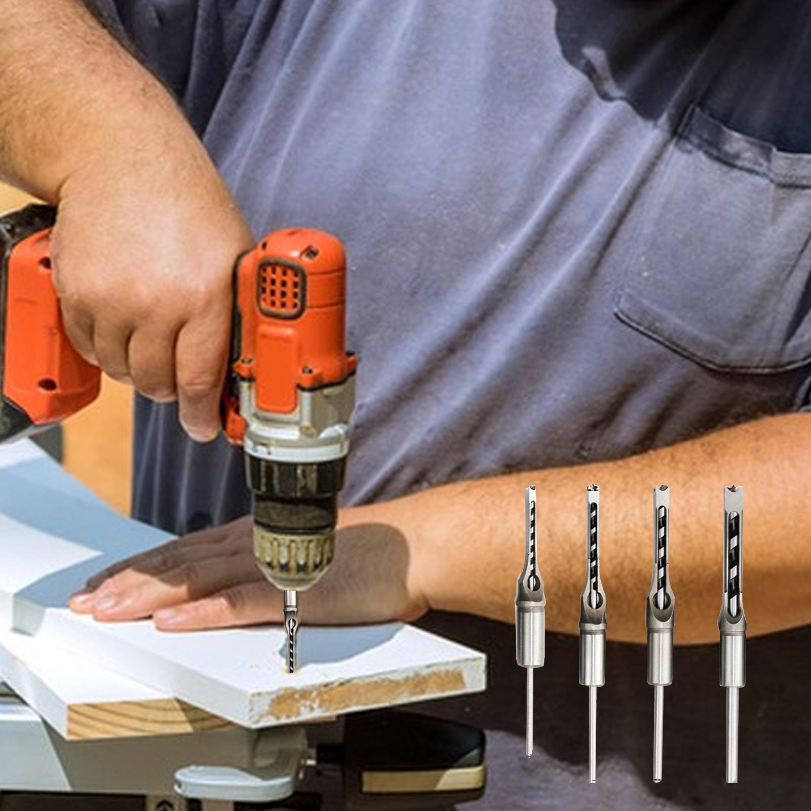 Woodworking Square Drill Bit Hole Drilling Press 4-Pieces Woodworking Drill Bits For Cabinets Furniture Tables Study Desks Beds