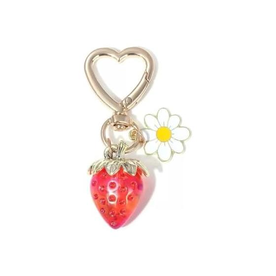 [LeChengMM] Strawberry keychain, creative heart-shaped strap daisy bag charm