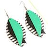Cross-border Bestseller Multicolor Leaf-Shaped Leather Earrings in Green and Pink - European and American Patchwork Style