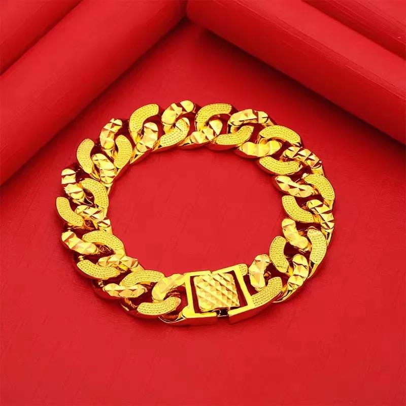 Mens and Womens AU750 Gold Bracelet 18k Boss Bracelet Domineering Chain High Quality Free Shipping with Certificate
