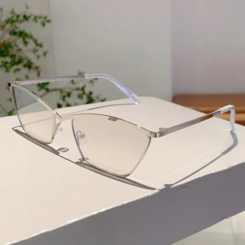 

KAMMPT Vintage Cat Eye Sunglasses Women Fashion Metal Rim Gradient Shades 2024 New Stylish Brand Design Decorative Sun Glasses as picture shows