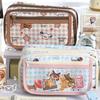 Large Capacity Stationery Bag Multi-layers Pen Pencil Case Kawaii Pencil Bag  Kids
