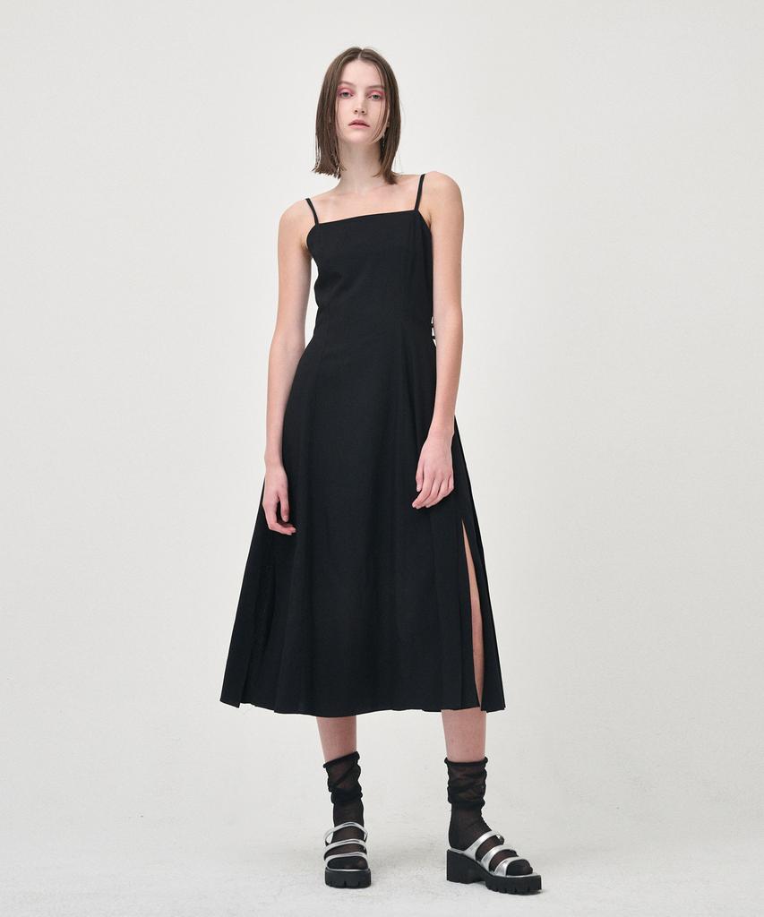 Etmont Slip Line Button Detail Dress, Black