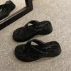 Wear summer high heels sandals toes new slippers leopard print herringbone female slope heel pink clip 2025