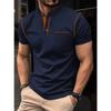 New Summer Men's Short-sleeved POLO Shirt, Stand Collar Pocket Men's Linen Pullover Monochrome Sliver, Slim Street Hot Sale,