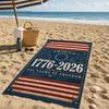 Amerika 250. Jahrestag Strandtuch, 1776- Patriotischer Adler & Flaggen-Druck, "250 Jahre Freiheit" Saugfähiges Schnelltrocknendes Handtuch