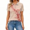 Damenmode Casual Revers Kurzarm Bedrucktes Hemd Damen Button Up Tops