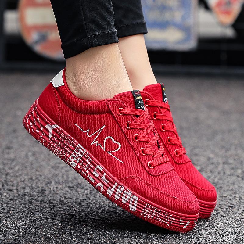 2021 Spring and Autumn New Big Red Canvas Shoes Women's Korean Version Versatile Breathable Junior High School Student Cloth Shoes Low Top Board
