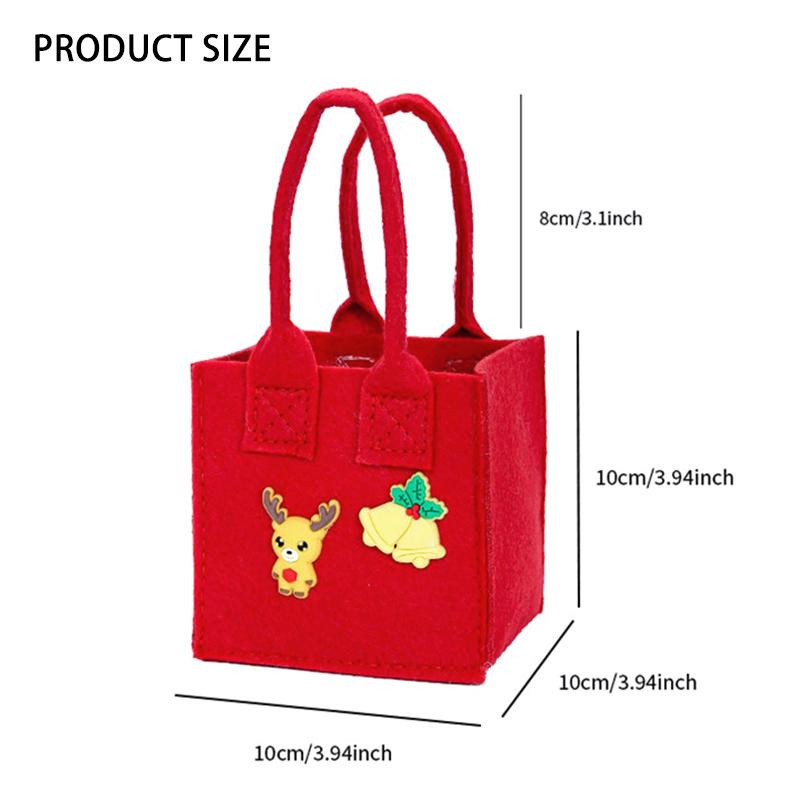 Weihnachten DIY Handtasche Filzstoff mit Aufklebern Süßigkeiten Geschenk Apfel Aufbewahrungstasche Niedlich Cartoon Neujahr Heiligabend Kind Dekoration