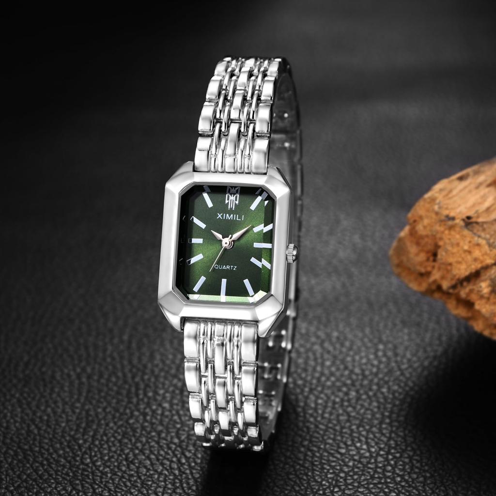 Square Watch with Analog Stylish Quartz Accessory Perfect Gift for Day Women's Bracelet, Silver Display, Waterproof, Watch, Women's - Birthdays,