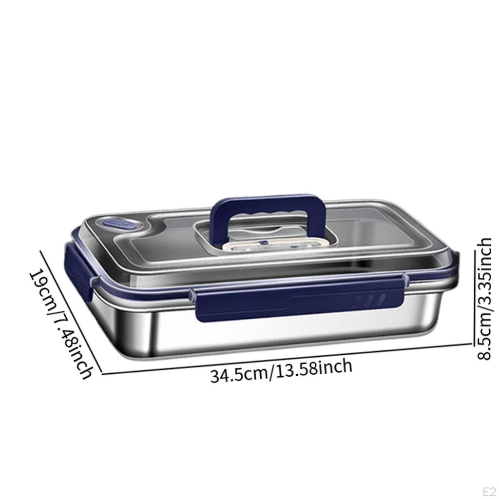 Stainless Steel Lunch Box Food Container Rectangle Stackable Lightweight Refrigerator Storage