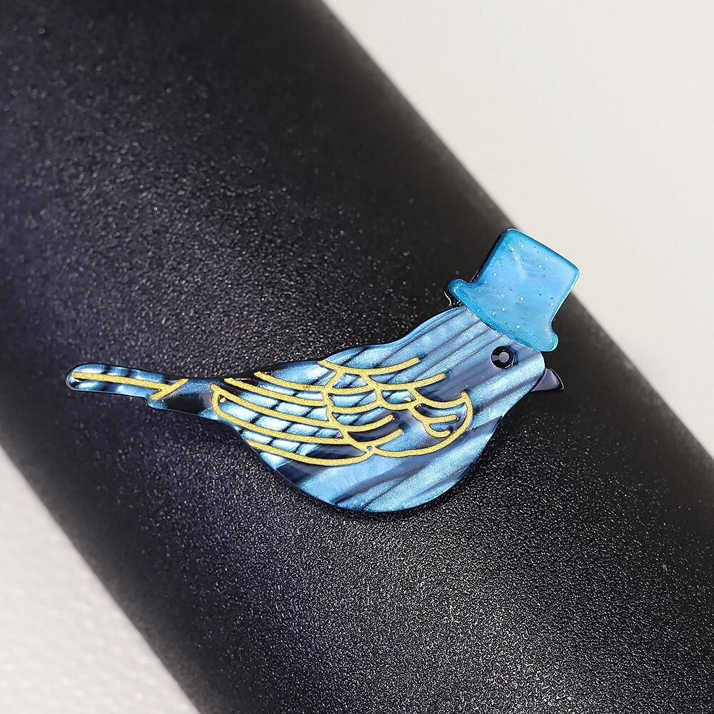 Blucome Vivid Acrylic Cute Bird Brooches Pins for Women Animal Brooch Fiber Halloween Christmas Party Gift Costume Jewelry