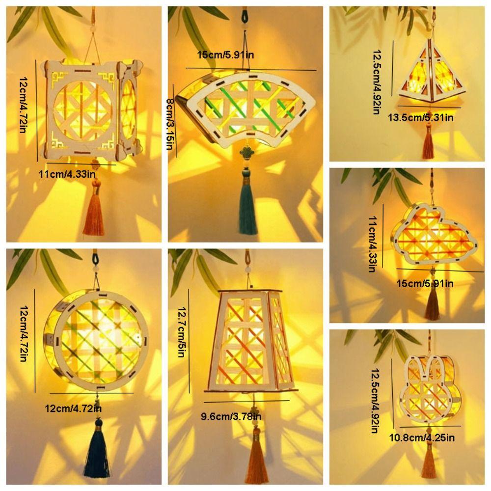 Rabbit Mid-Autumn Wooden Lantern Glowing Chinese Style Handheld Lantern Handmade DIY Portable Flower Lantern Girl