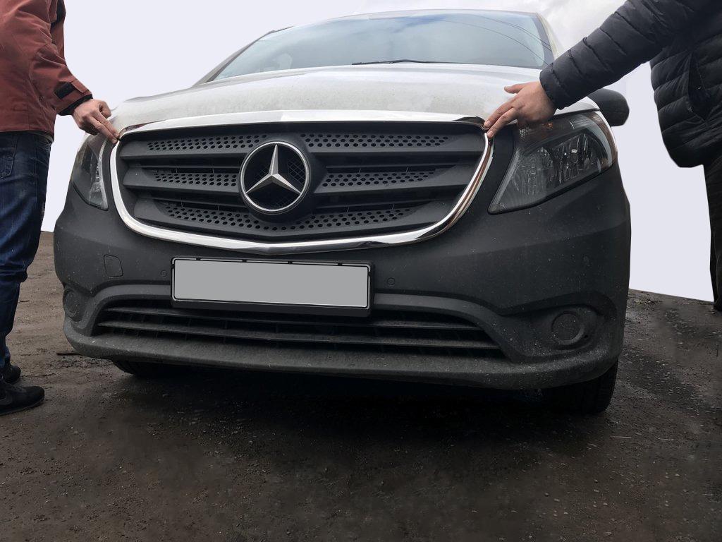 

Обводка решетки (2 шт, нерж) для Mercedes Vito/V-class W447 2014- гг
