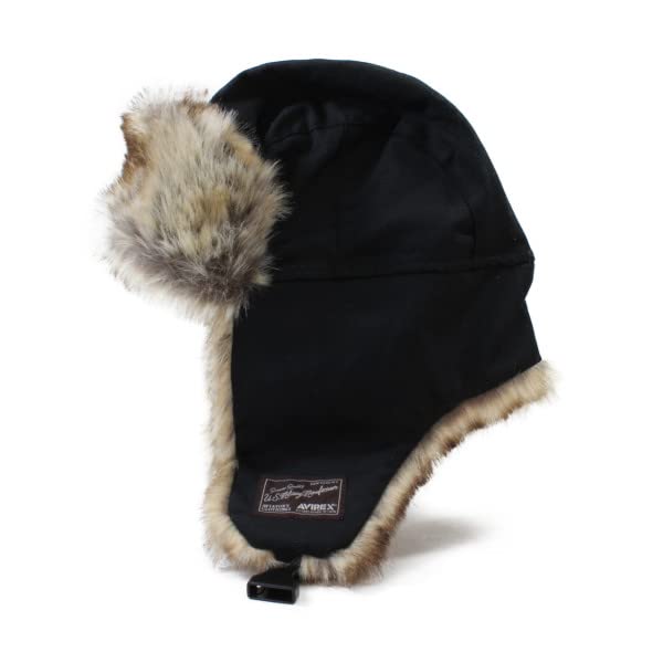 [AVIREX] Flight Boa Cap – Unisex Winter Aviator Hat, Outdoor Warm Fleece Cap for Men & Women (Black)