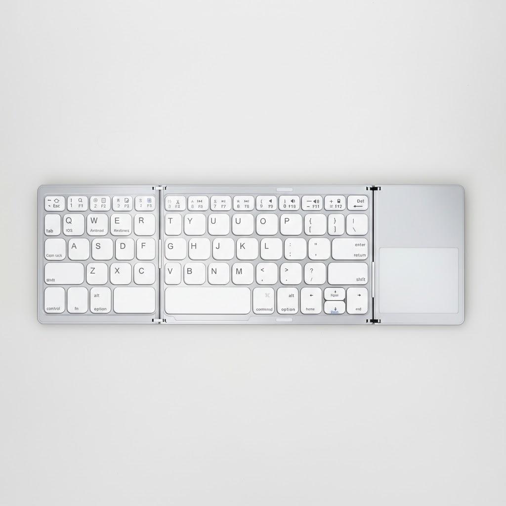 Портативная Bluetooth-клавиатура для Apple iPad, мобильного телефона, планшета, трехскладная, с тачпадом, внешняя беспроводная клавиатура белый