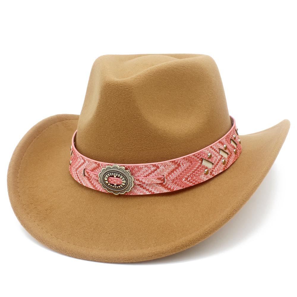 European and American retro style western cowboy hat female elegance crimping design party top hat fashion literary jazz hat