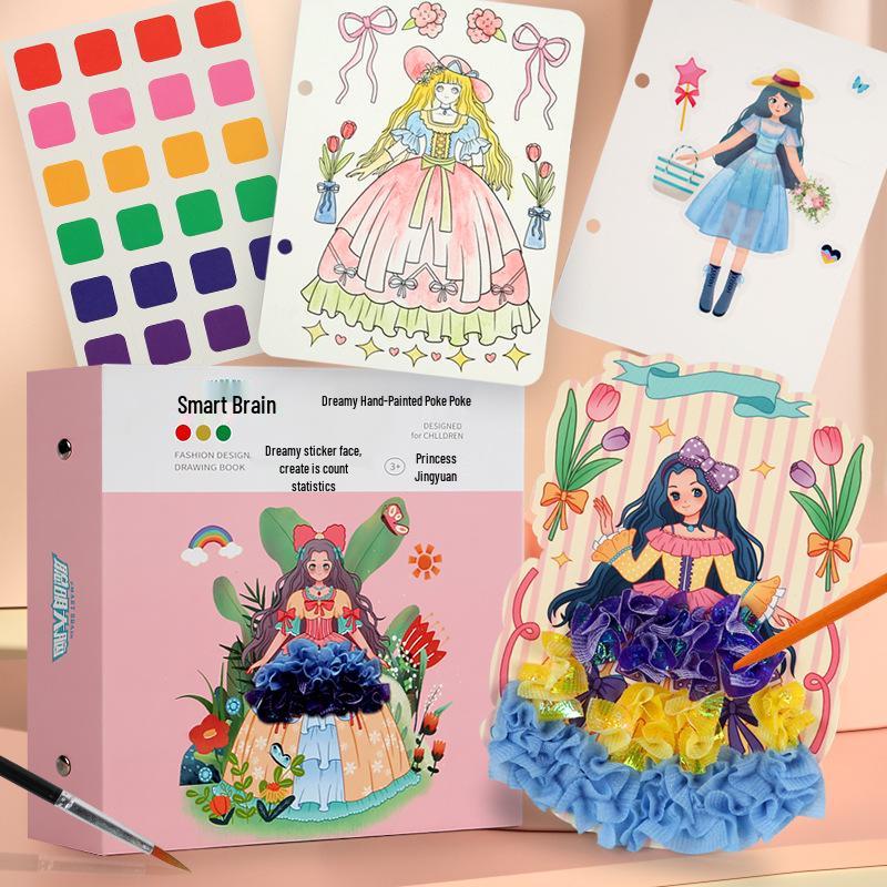 Hand-Painted Princess Dress-Up Sticker Book for Girls – DIY Creative Toy