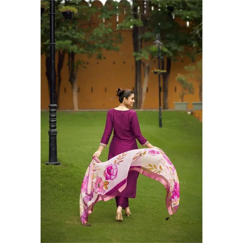 Women Indian Pakistani Silk Blend Kurti Salwar Kameez Party Wear Bollywood Tunic VF-20139