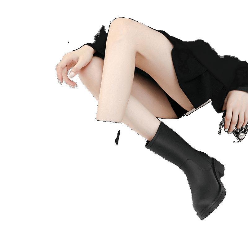 Rain shoes women's new high-heeled waterproof and non-slip rain boots medium tube fashion rubber shoes overshoes integrated outdoor water boots