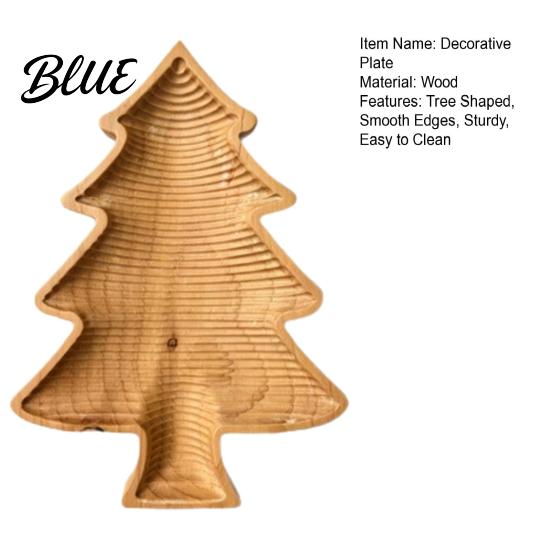 Rustic Home Table Decor Wooden Christmas Tree Serving Tray Candy Nut Dish Xmas Tree‑Shaped Snack Storage Holder for Plate Decorative Tabletop