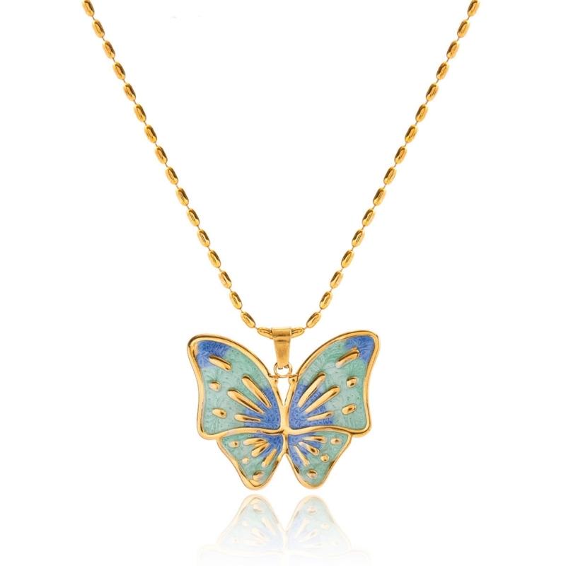 Elegant Butterfly Pendant Necklace Stainless Steel Jewelry Adjustable Chain For Women Daily Wear