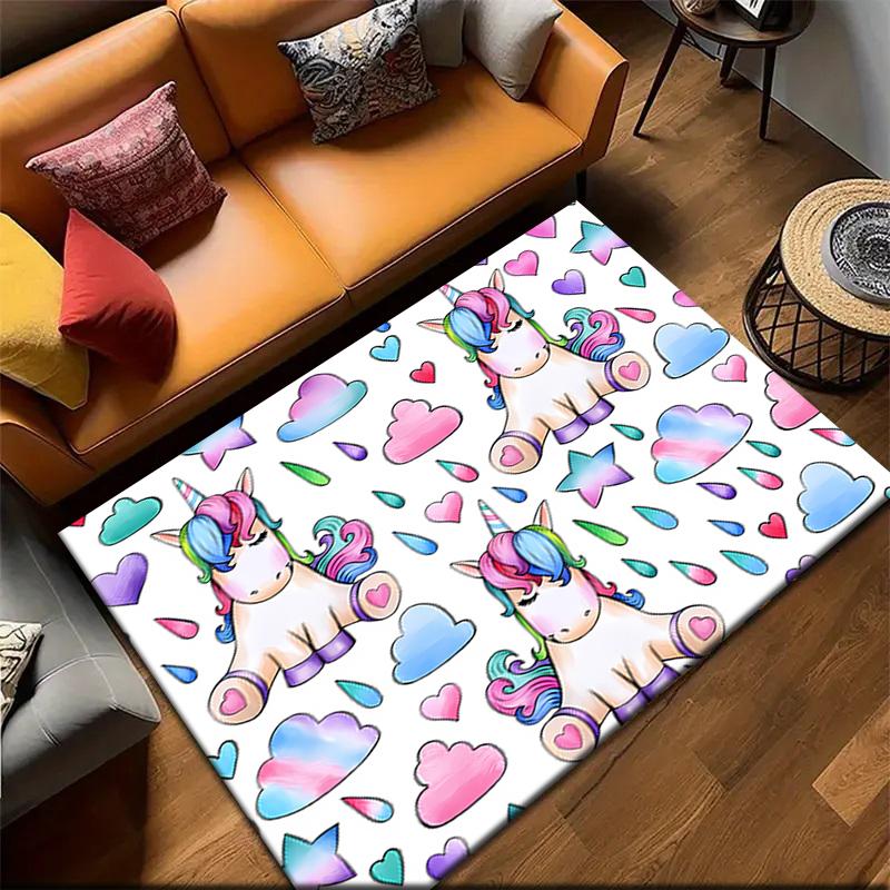 1pc Unicorn Carpet Rug for Living Room Bedroom Home Sofa Decoration,Kids play Non-slip Floor Mat