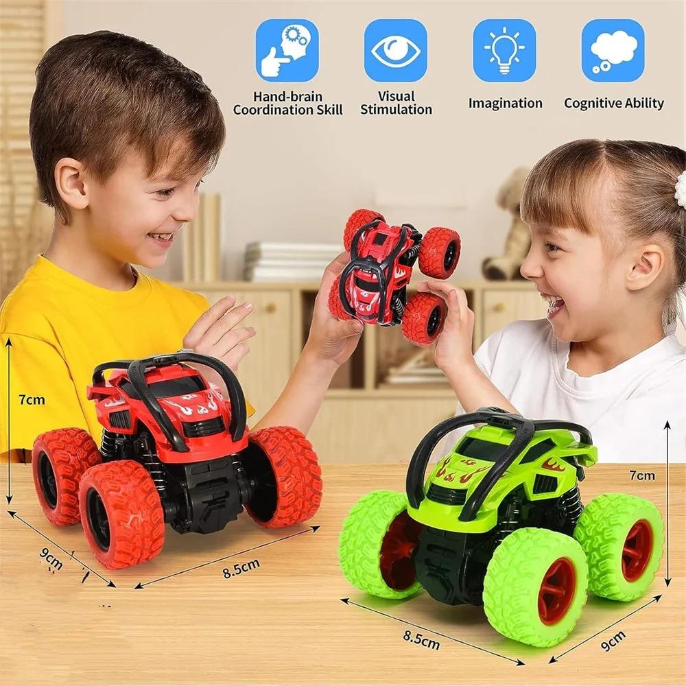 Erkek Çocuklar İçin Canavar Kamyon Oyuncakları - Takla Atan Aksiyonlu Küçük Çocuk İt ve Git Akrobatik Arabalar, Çocuk Doğum Günü ve Noel İçin Yarış Arabası Seti