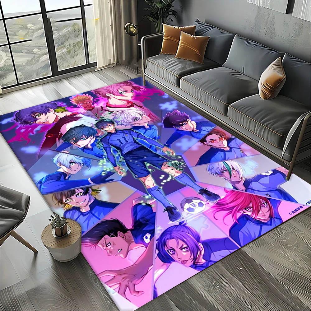 Dywanik Artystyczny 3D B-Blue L-Lock Japońskie Anime do Wystroju Pokoju Kanapy Boże Narodzenie Halloween Prezenty Dywanik do Strefy Gier Mata Podłogowa Antypoślizgowa