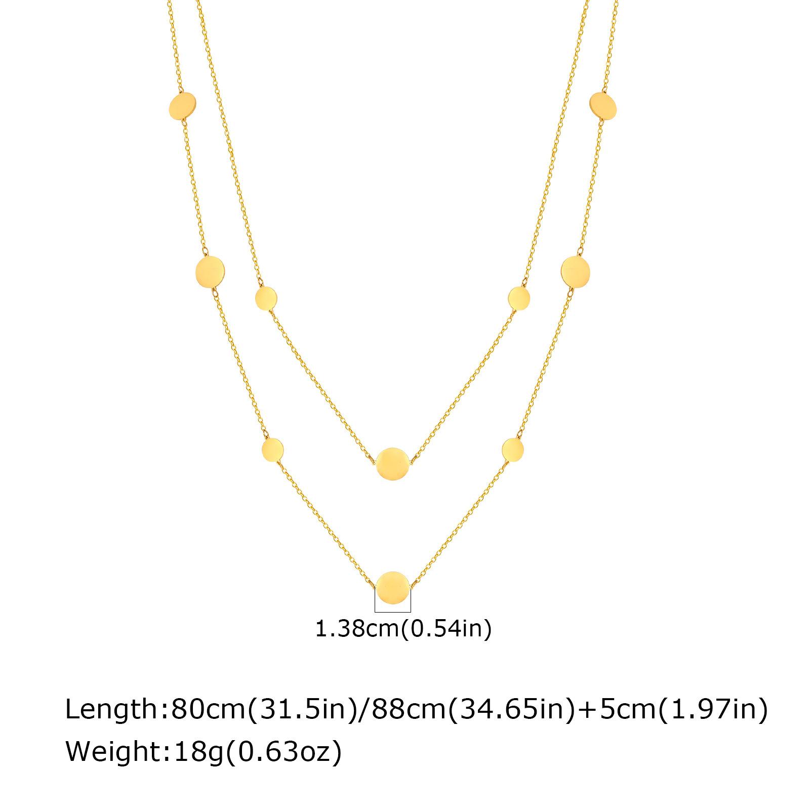 

Sweater Chain, Wind-Plated 18K Gold, Stainless Steel Size Disc, Double-Layer Stackable Necklace, Female Nc-2691. золотой