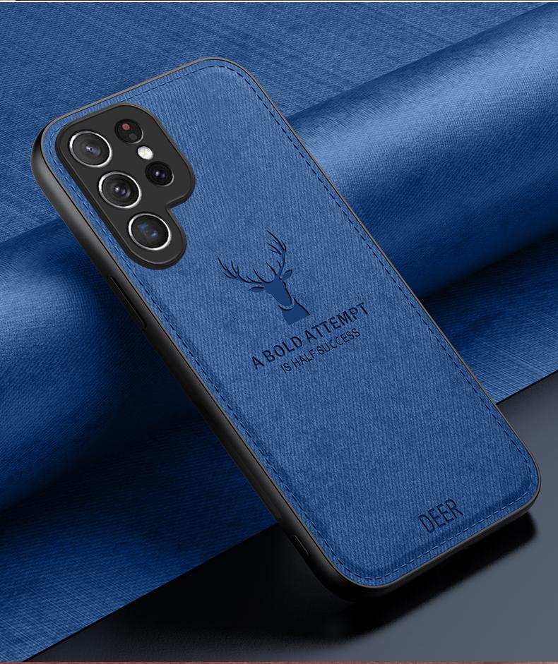 Per Samsung Galaxy S23 S22 S21 S20 S10 Plus Ultra Custodia Morbida in Tessuto Cervo Cover Posteriore Protettiva per Samsung S20 S23 FE
