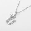 Fashion Cubic Zirconia Crown Letter Pendant Necklace Silver Hip Hop Punk Alphabet Jewelry