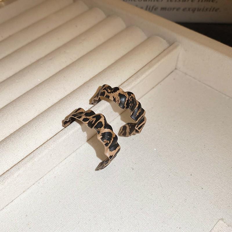 Silbernadel Leopard Harz Geo Runde Ohrringe, Retro Myer Stil, Nischen Design für Frauen