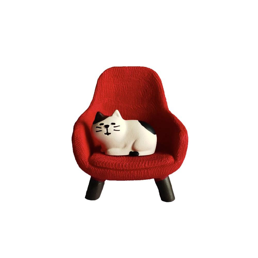 Cartoon Katze Frosch Bär Gelber Stuhl Computer Büro Modell Mini Actionfiguren Harz Wohnaccessoires Schreibtisch Figur Spielzeug