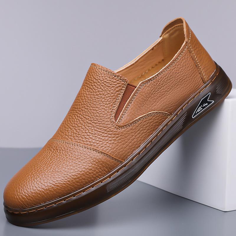 Leather shoes men's spring leather business dress small leather shoes foreign trade casual soft leather soft sole British loafers