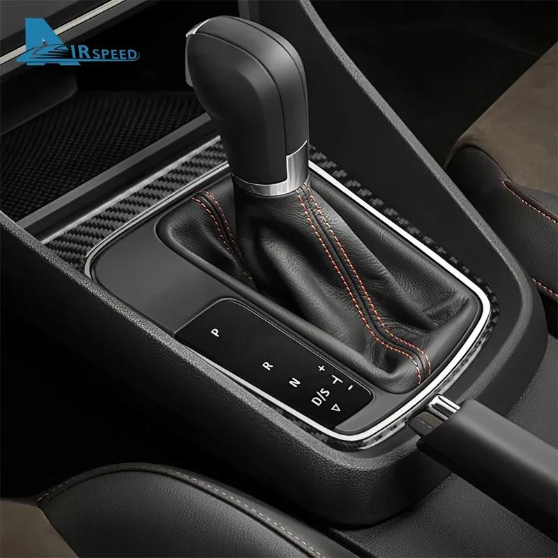 Real Soft Carbon Fiber Sticker For Seat Leon MK3 2013 2014 2015 LHD RHD Car Gear Shift Frame Panel Trim Interior Accessories
