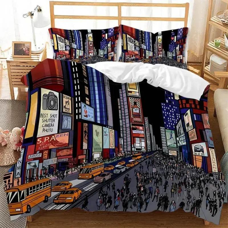 3D Print Graffiti Duvet Cover Hip Hop Street Culture Print Bedding Set Microfiber Colorful Overlapping Blocky Letters