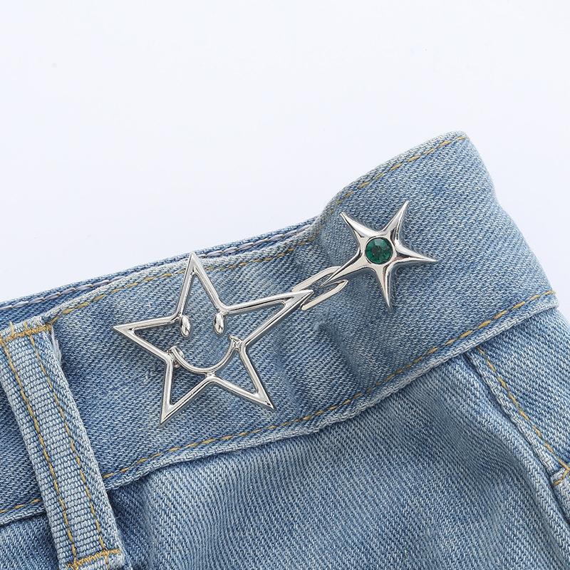 Fashion Star Waist Buckle Adjustable Detachable Pants Clips Waist Tightener For Girls Nail-free Jeans Metal Button Snaps
